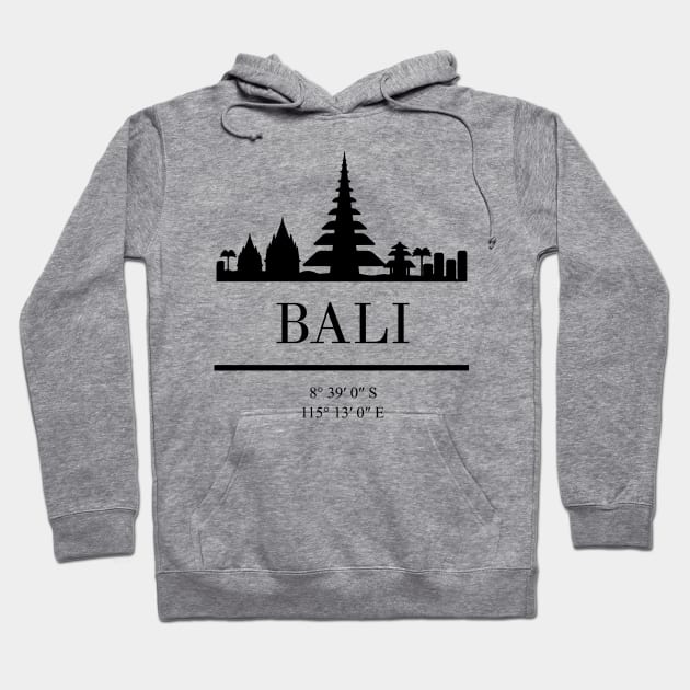 BALI INDONESIA BLACK SILHOUETTE SKYLINE ART Hoodie by deificusArt